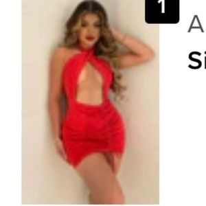 Ruched mini dress -RED